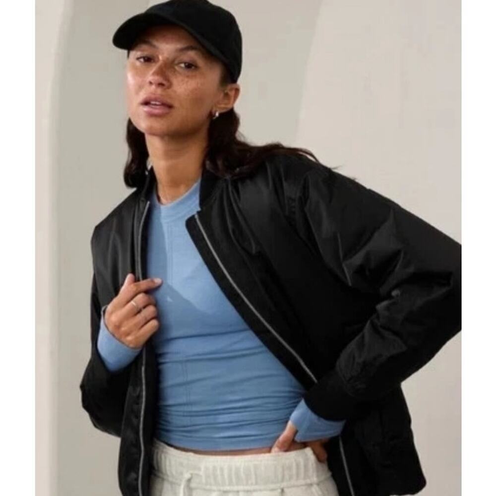 NEW Athleta Bomber Jacket Black NWT Size Medium/P